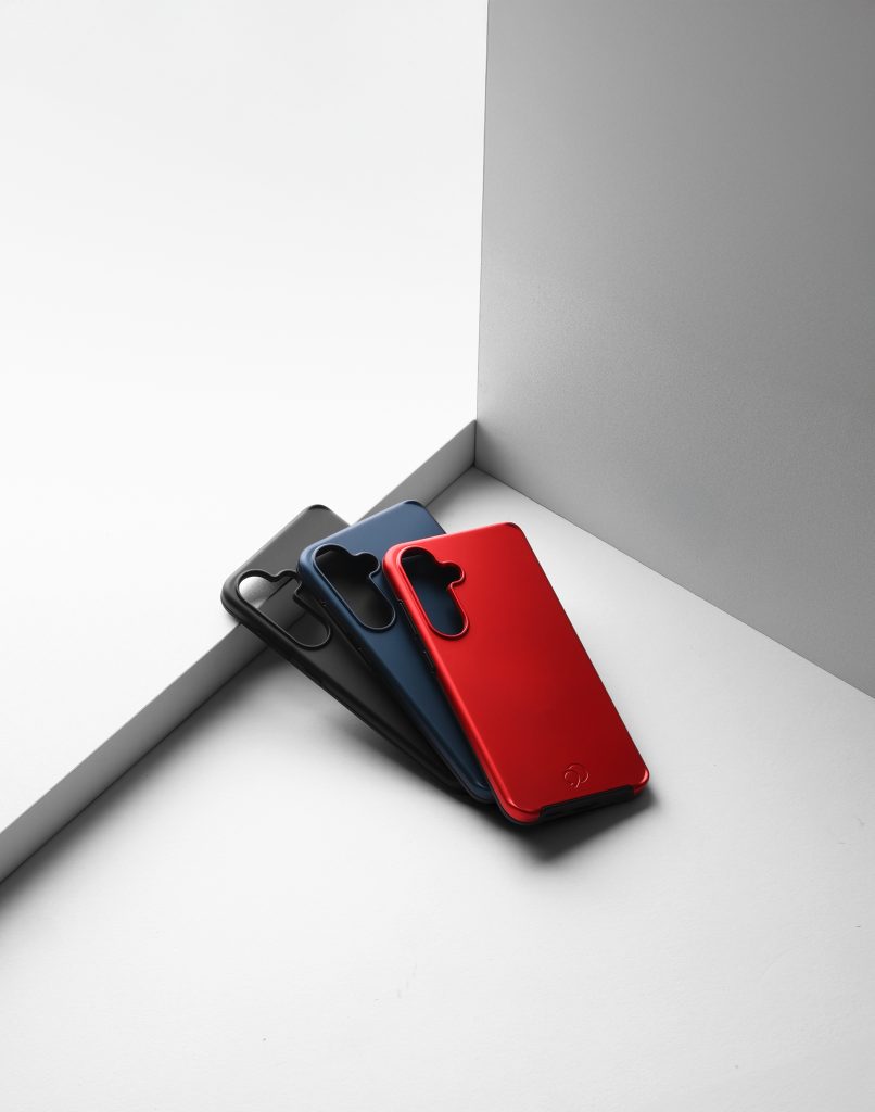 Nimbus9 Cirrus 3 cases for Samsung Galaxy S25 shown in black, blue, and red with slim protective design and MagSafe compatibility.